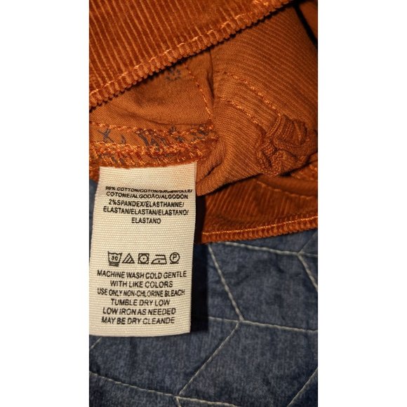 We the Free Rust Orange Corduroy High Waisted Skinny Leg Raw Hem Pants Size 26 - Picture 8 of 9